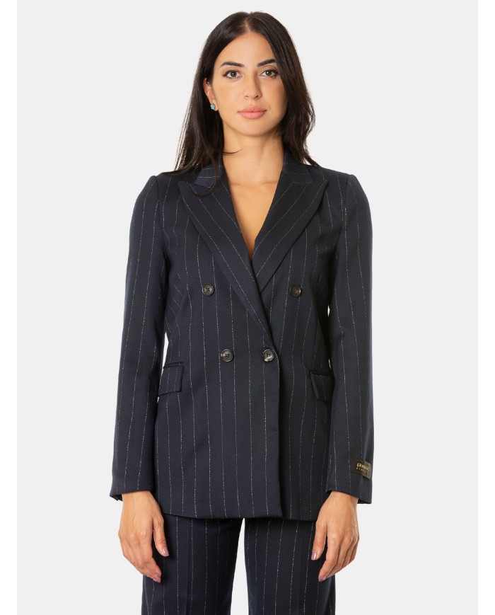 ERMANNO FIRENZE Blazer Doppiopetto Gessata Blu profondo
