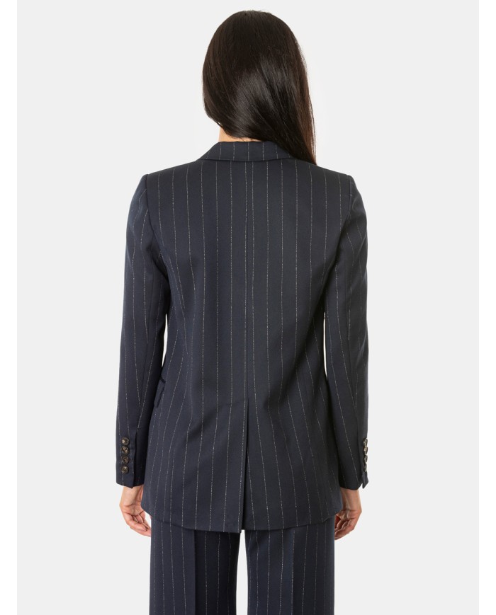 ERMANNO FIRENZE Blazer Doppiopetto Gessata Blu profondo