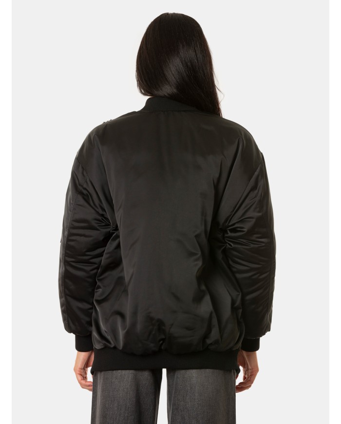 ERMANNO FIRENZE Bomber Nero con Ricami Gioiello Nero